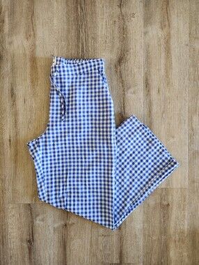 Sønderhaus Blue Gingham Plaid Perfect Pants 100% Cotton Women's Size Medium